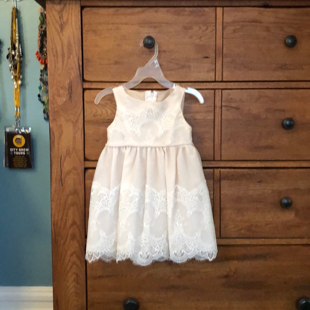 David’s Bridal Ivory and Lace Flower Girl Dress